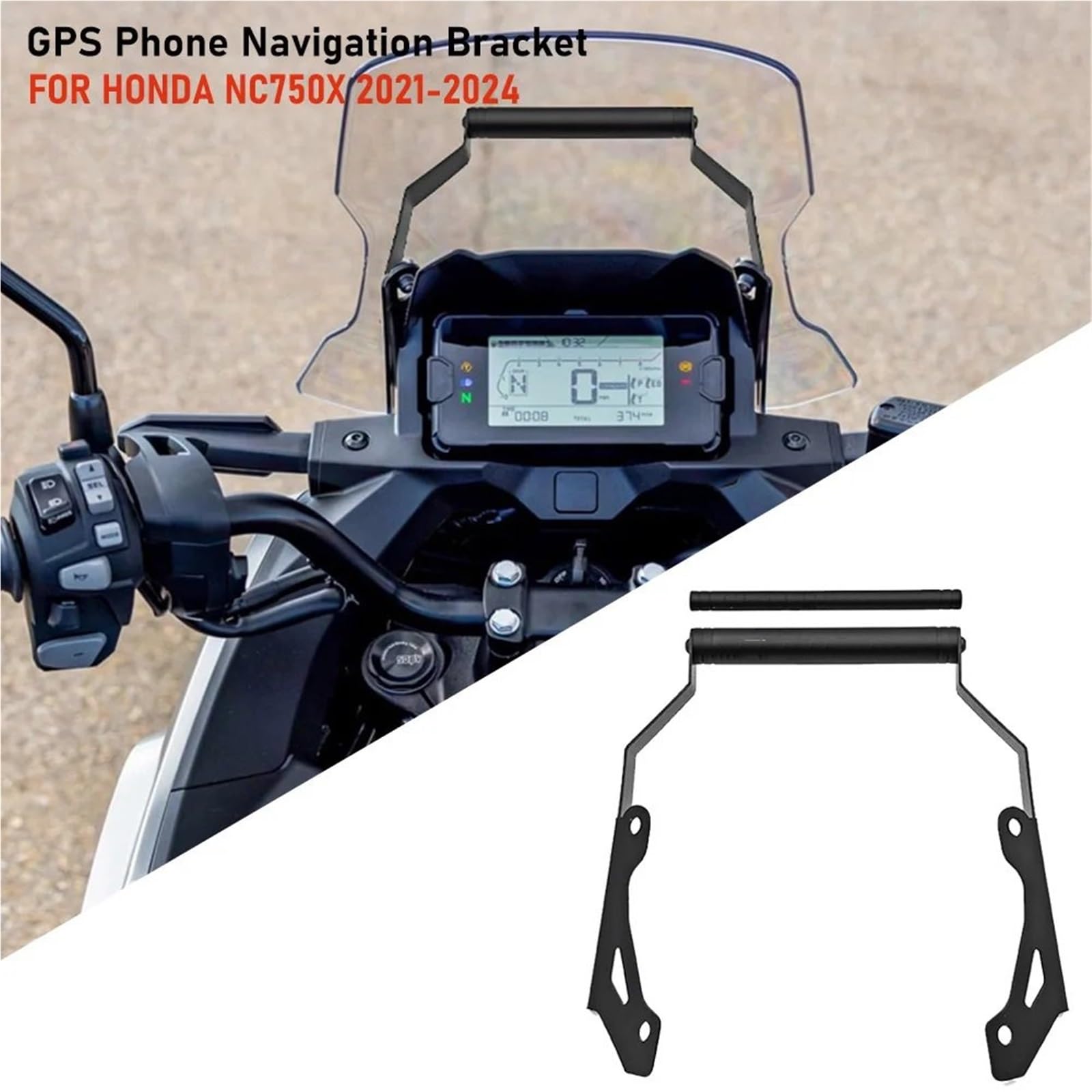 Moto GPS Support De Navigation Support de Navigation GPS pour téléphone Compatible avec Honda NC750X 2021-2024 2023, Barre Avant de Moto Support De Navigation GPS pour Moto