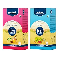 Leeford Aqua Slim + Honey Lemon Green Tea – Pack of 2 (30 Compostable Tea Bags) | With Garcinia, Hibiscus & Moringa for Digestion & Detox | Supports Weight Management & Metabolism