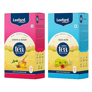Leeford Aqua Slim Honey Lemon Green Tea with Garcinia & Moringa 30 Bags x2