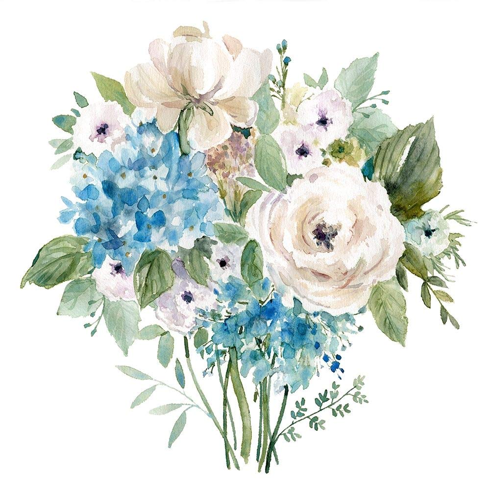 Posterazzi PDX43344SMALL - Póster botánico azul y blanco de Carol Robinson, 18 x 18 pulgadas, multicolor