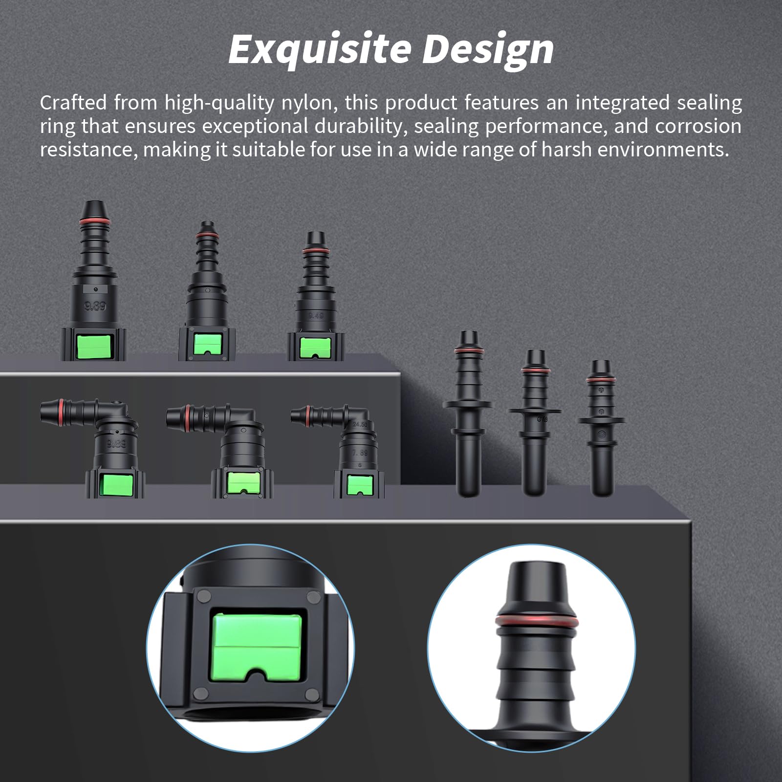Schnellverschluss Set für Kraftstoffleitung 8mm und 6mm | Komplett-Set mit geraden und gewinkelten Adaptern | Ideal für Reparatur von Benzinschlauch Set und Injektor Dichtungssatz