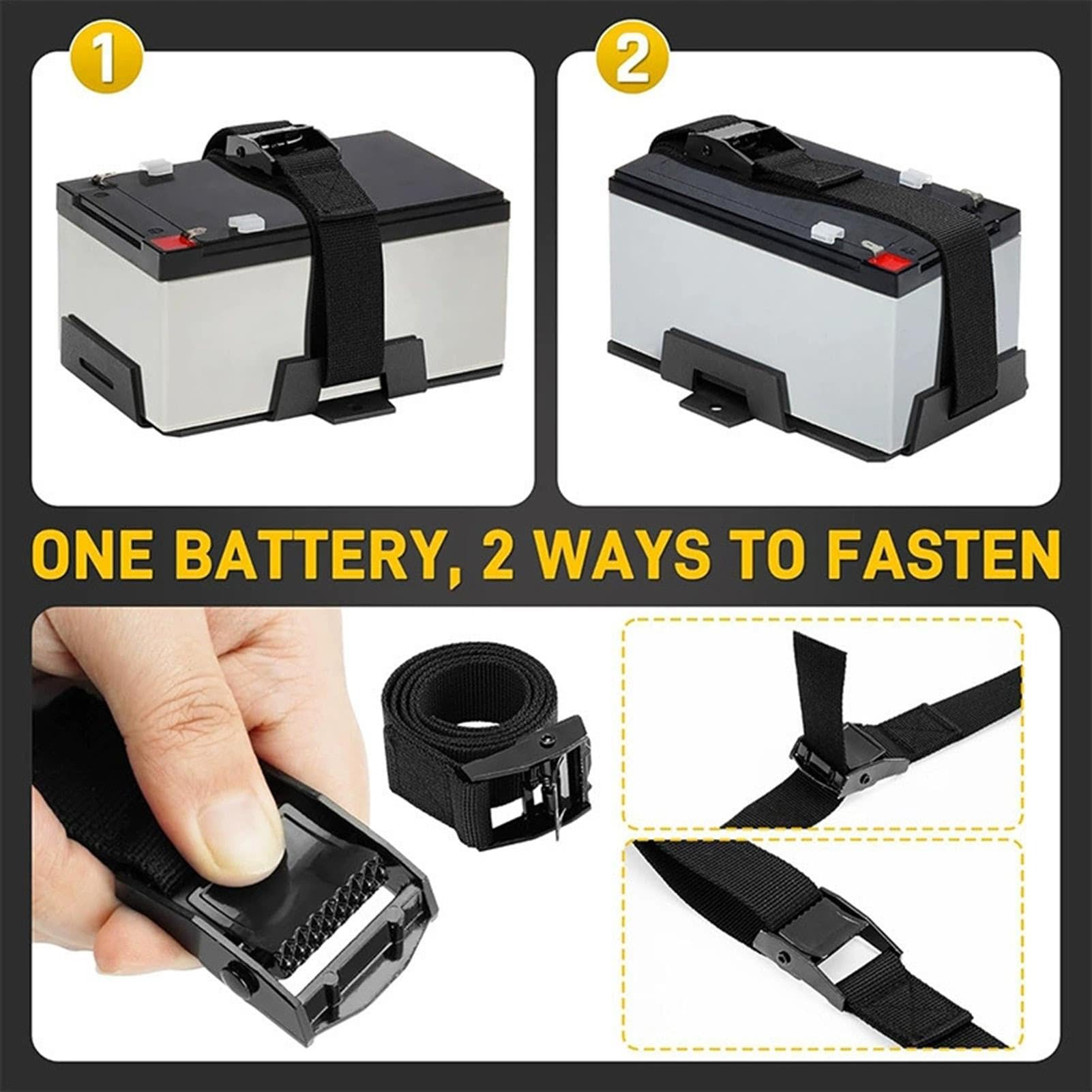 Kit de maintien de la batterie, porte-batterie de la voiture | Bac de batterie marine portable avec sangles réglables | Pince de support, accessoires de remplacement automobile pour motos