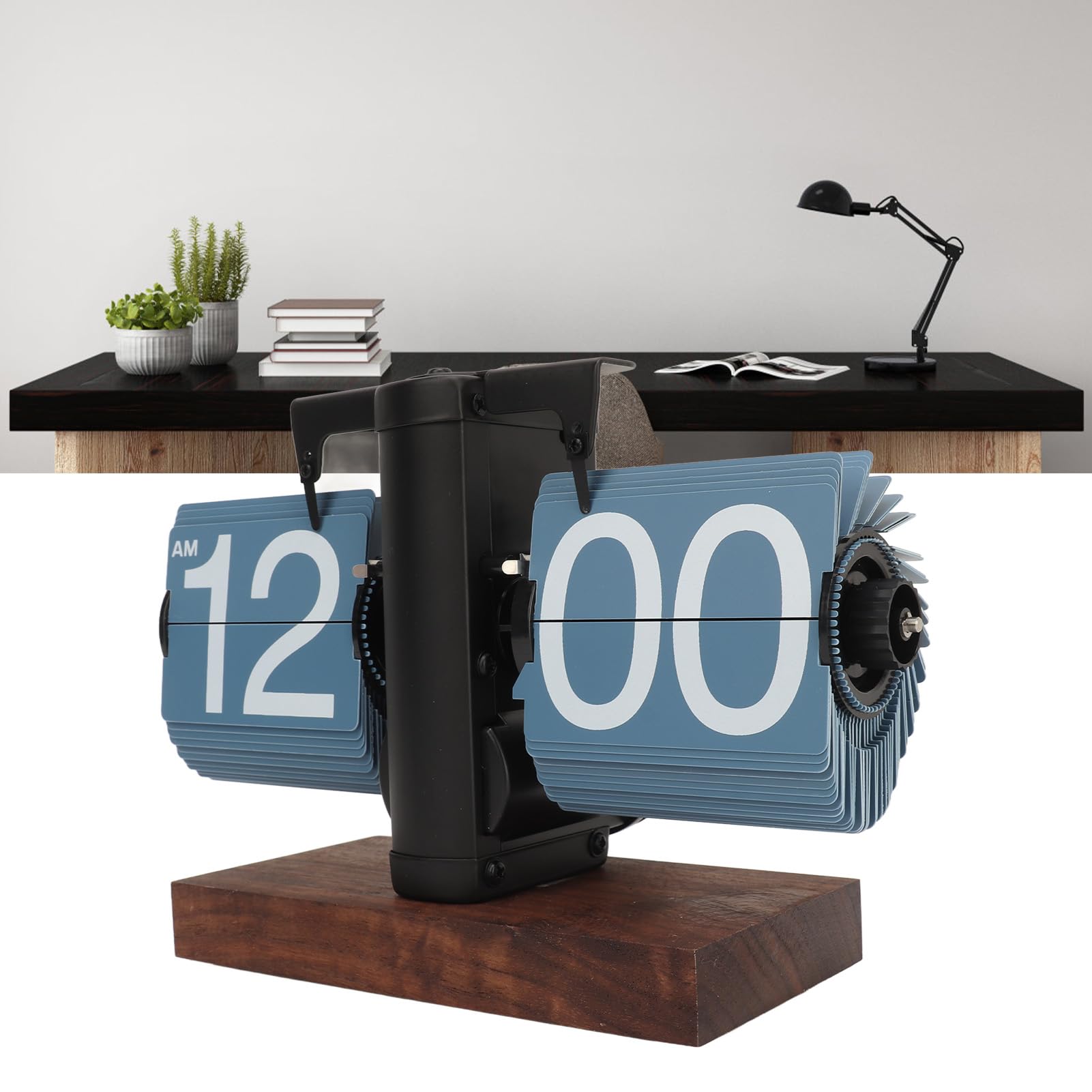 Duokon Reloj Abatible, Automático Retro, Gran Número, Reloj Abatible Digital con Pilas para Decoración de Oficina, Hogar, Escuela, Hotel y Cafetería (Blue)