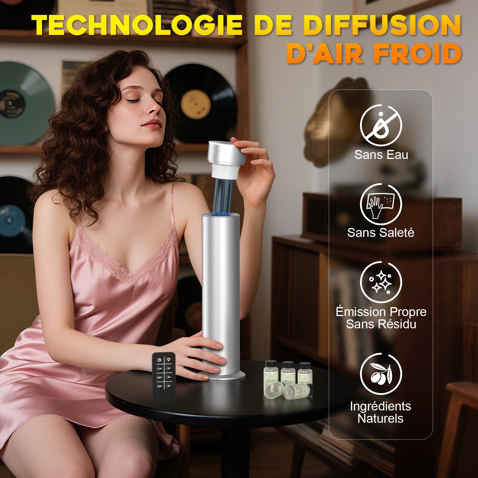 Difusor de aceites esenciales sin agua, difusor de aceites esenciales, 150 ml, cubre 1200 ft², cuadrados con mando a distancia e inteligente APP adecuado para hogares, habitaciones, spas, hoteles