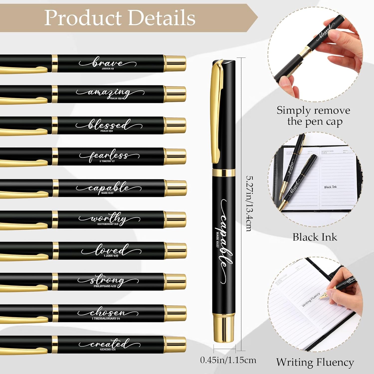 Spakon 10 Sets Christian Mothers Day Gifts for Women Men Bulk Religious Leather Notebook Prayer Journal Pen Church Gift Bible Study Scripture Mom Grandma Dad Favors (Bible Verse,Black)