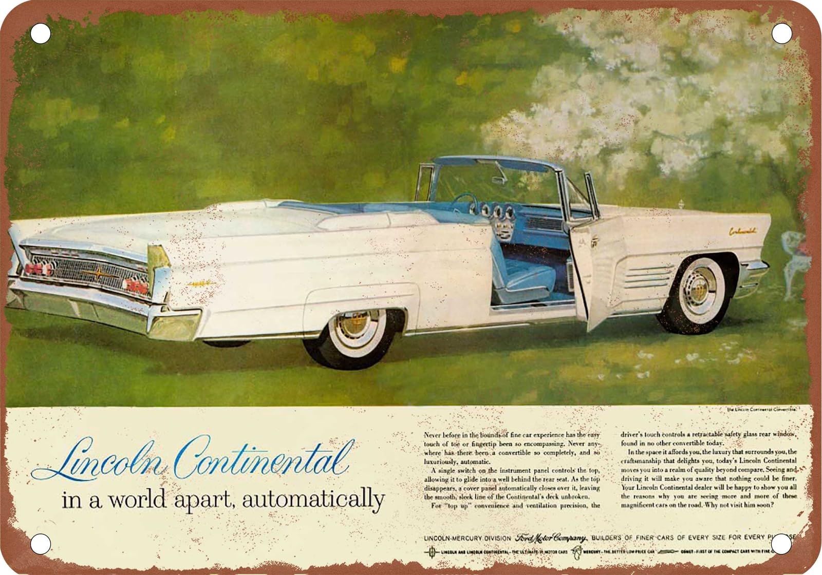METAL SIGN - 1960 Lincoln Vintage Ad 01 - Old Retro Rusty Look home decor
