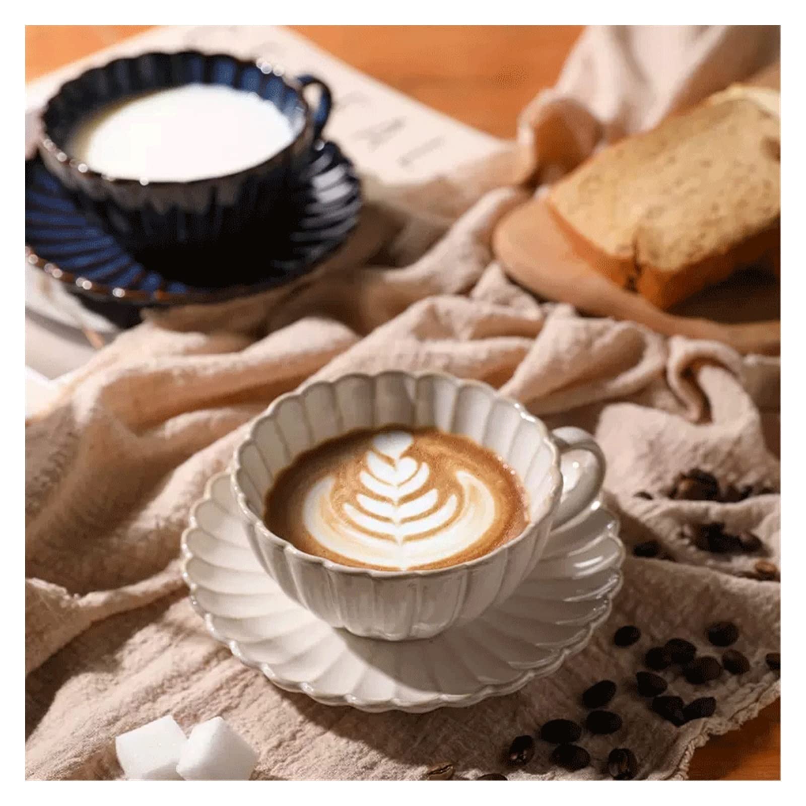 Moderno Taza de café vintage, taza pequeña, taza de té de la tarde de cerámica, taza de agua Vajilla(Blanco)