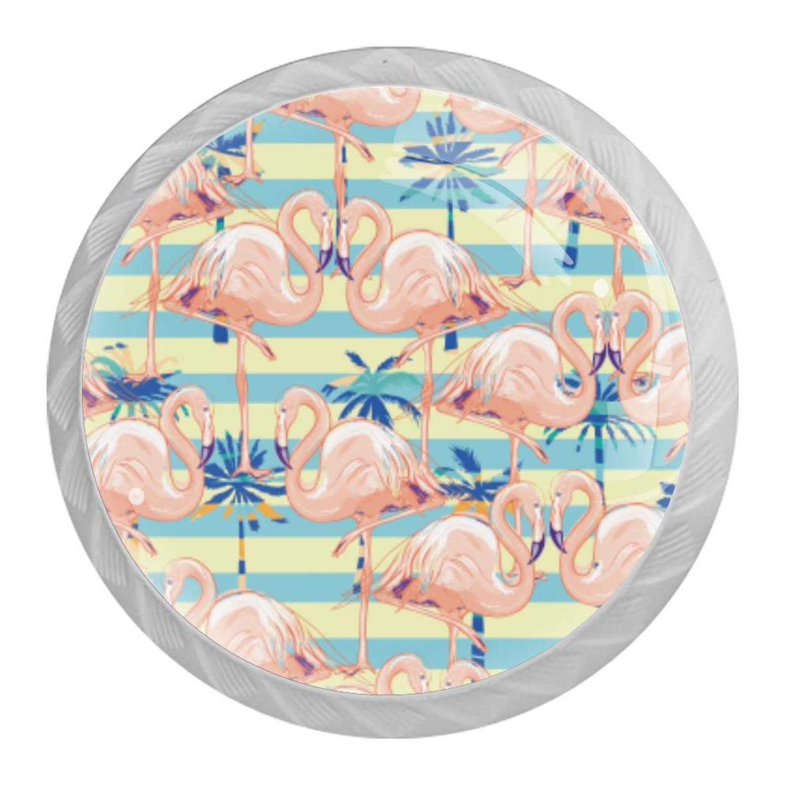 Tqmspg 4 Pieces Drawer Pulls Flamingo Pattern Door Knobs Dresser Handles for Kitchen Wardrobe Cupboard Hardware Furniture