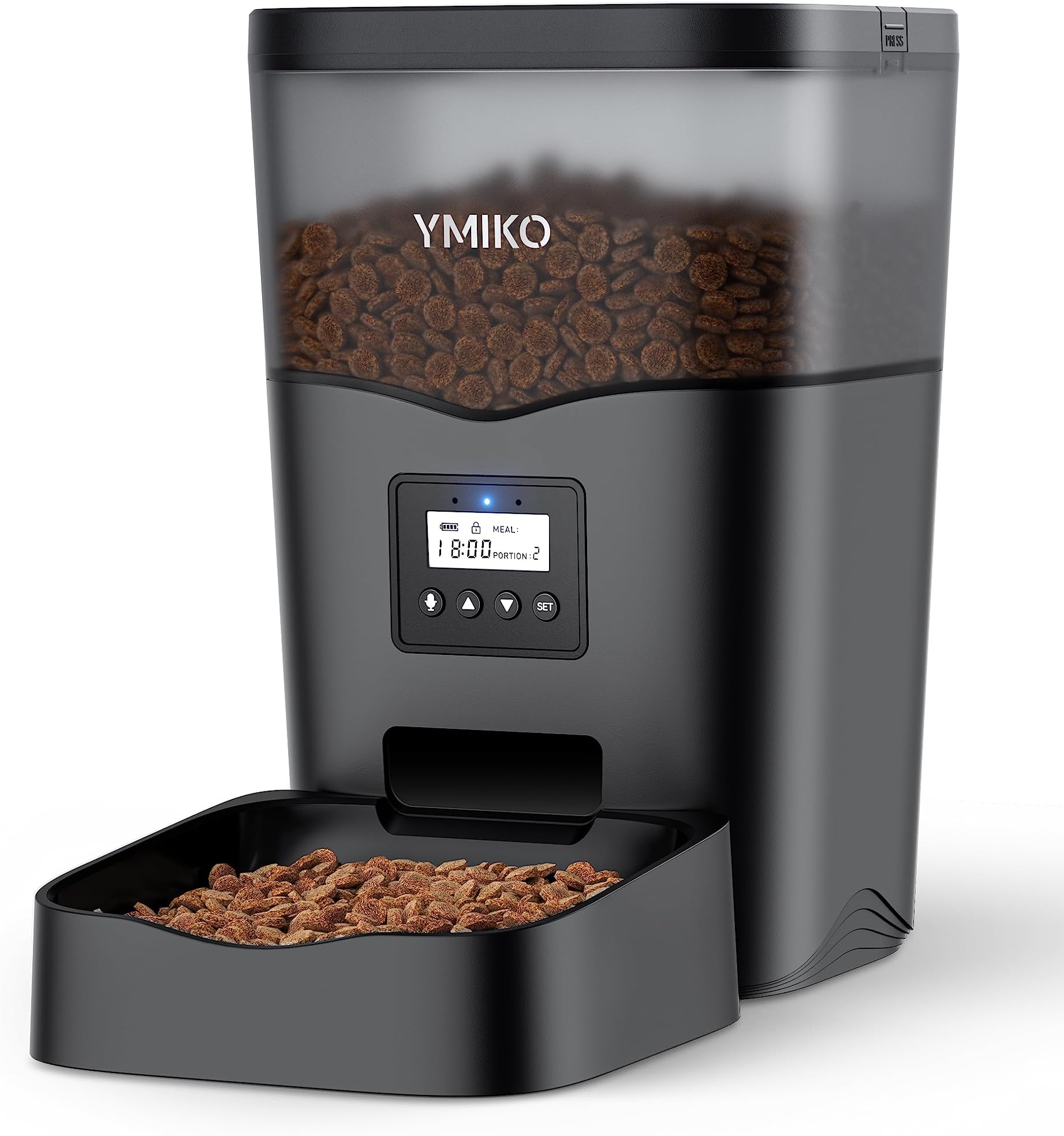 Ymiko Automatic Cat Feeder, Cat Food Dispenser with Voice Recorder, Timed Small Pet Feeder with Programmable Timer, 1-4 Meals Per Day, 3L/12.7 Cups Capacity