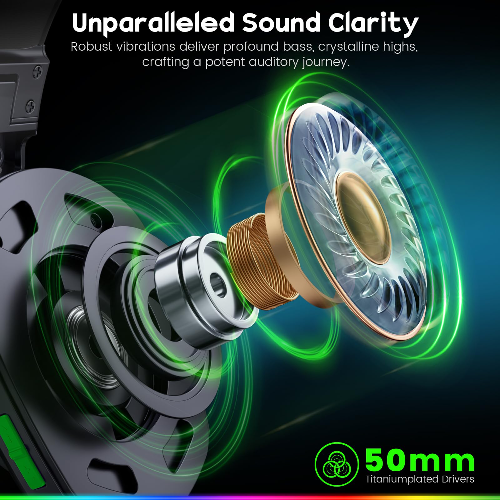 WESEARY WG1 Cascos Gaming Inalambricos, Auriculares Gaming Inalambricos para PS5, PS4, PC, Switch, Sonido Estéreo Auriculares Gaming con Microfono, Cascos con Luz LED, Duración 50Hr+