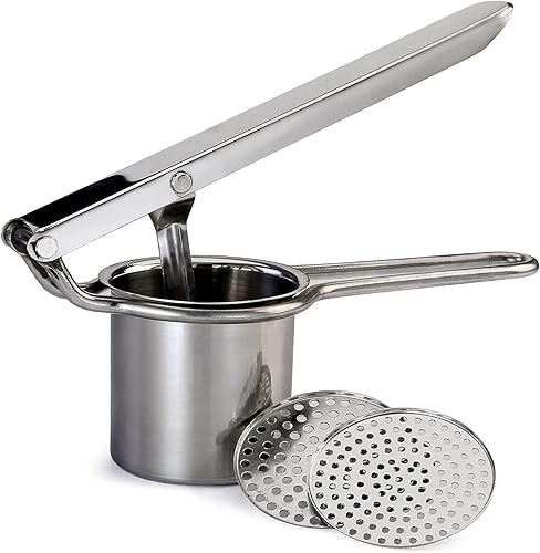 Vinod Ricer de papas grande - Triturador de papas de acero inoxidable resistente  Prensa manual y puré para frutas y verduras  Herramienta de cocina