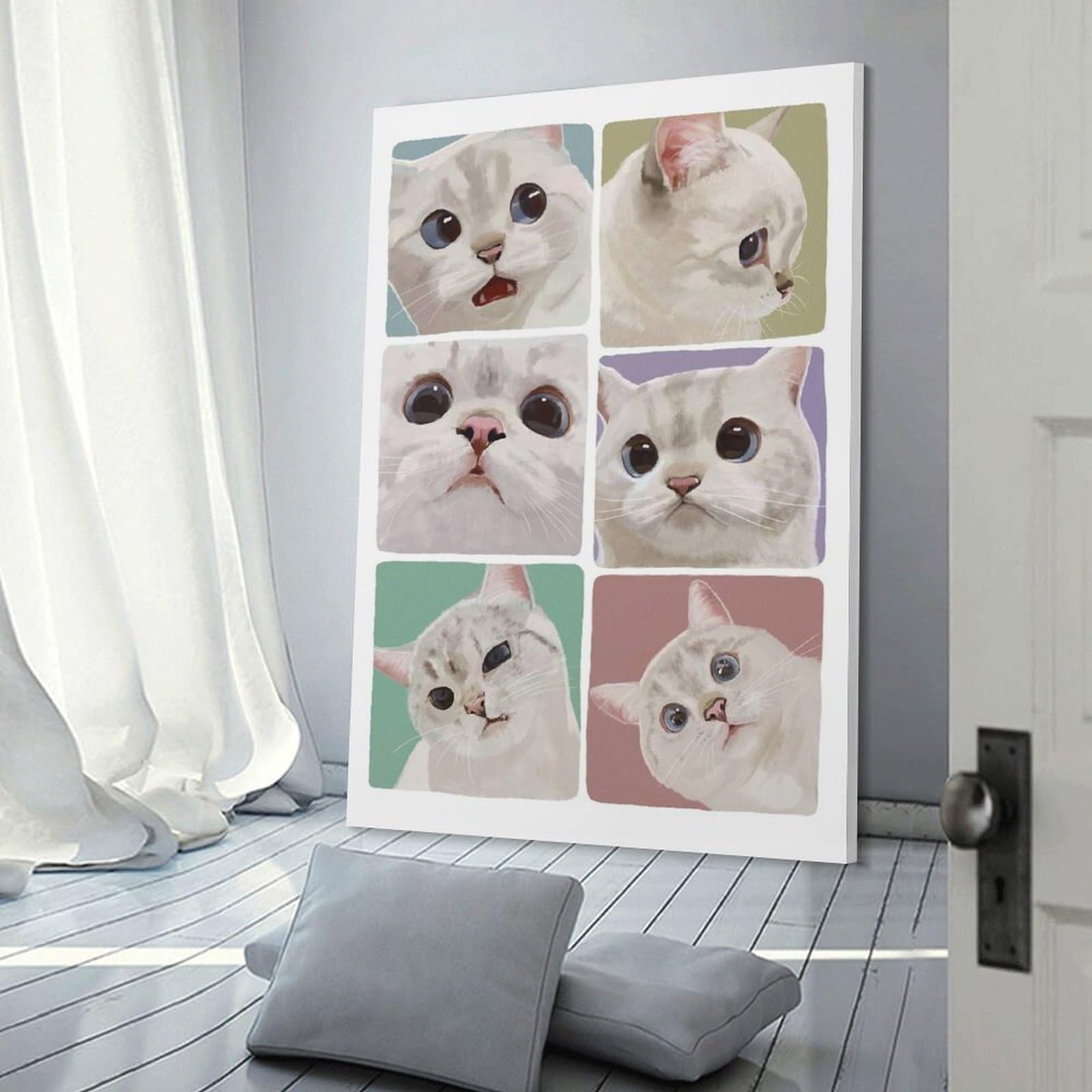 Junmoney Expressive Cat Meme Hanging Wall Art 12x18inch(30x45cm), for Study, Office Or Focused Interiors, Wall Art That Adds Style to Work Areas