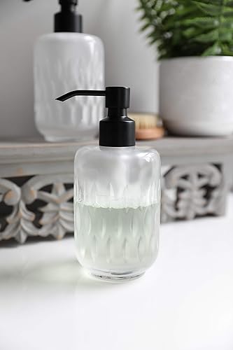 Miniatura 2 de Rail19 Astraea - Dispensador de jabón de vidrio esmerilado con bomba de metal, jabón líquido de manos recargable para baño y cocina, 12 onzas (negro