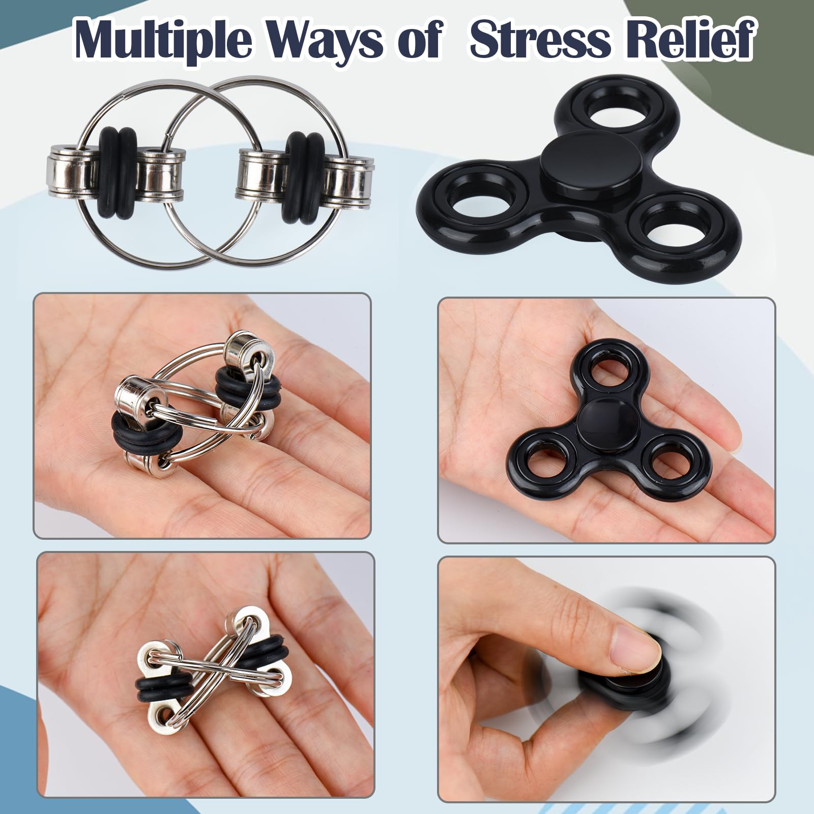 8 pezzi giocattolo per adulti e adolescenti – Spinner magnetico metallico per le classi, lo stress e l‘ansia Set di giocattoli con anello sensoriale adatto all’autismo e all’ADHD | Fantastici giocattoli da scrivania per alleviare lo stress e l'ansia, anel