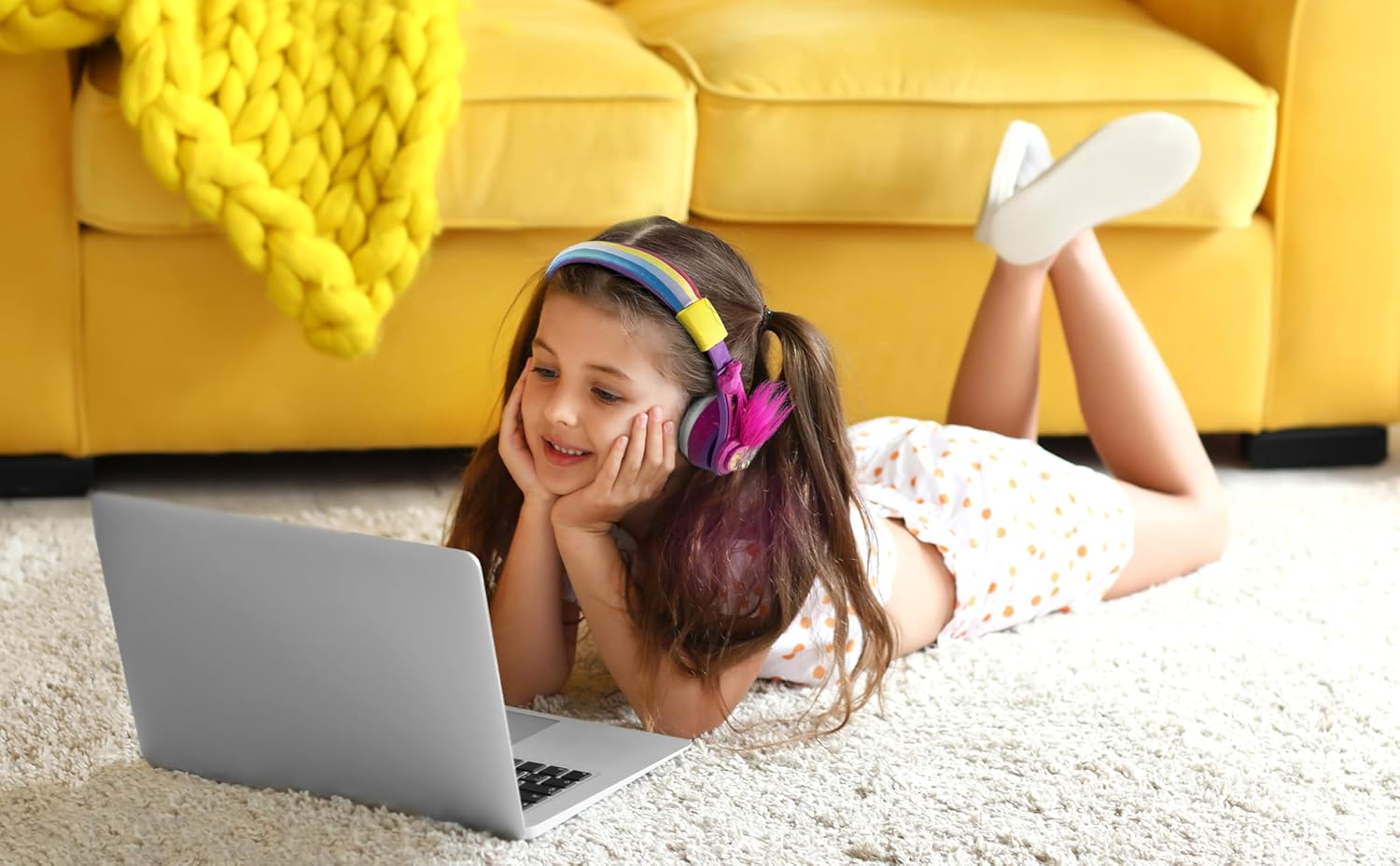 eKids Trolls Band Together Bluetooth Headphones for Kids, Wireless Headphones with Microphone Includes Aux Cord, Volume Reduced Kids Foldable Earphones for School, Home, or Travel