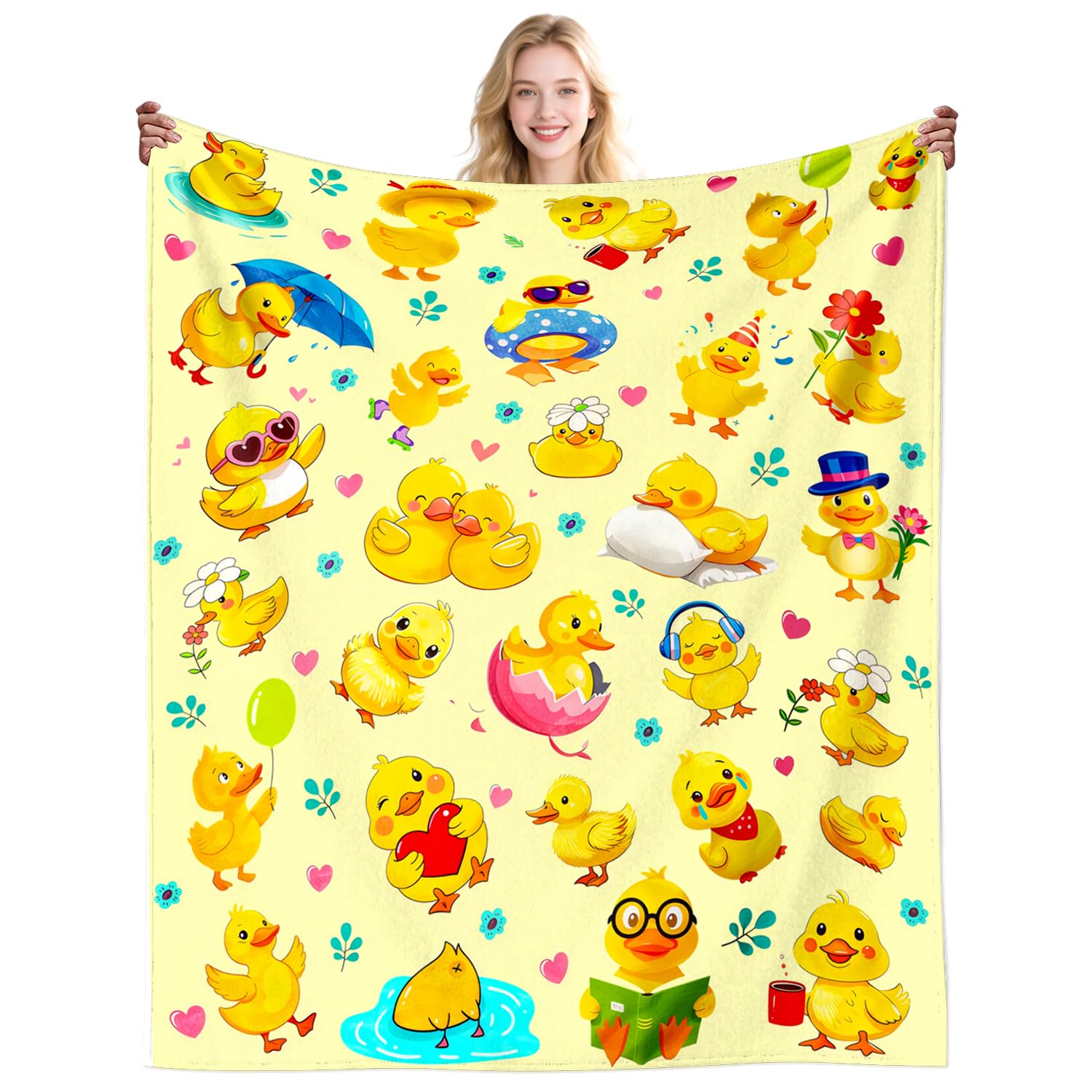 DikoGoGo Duck Gifts Blanket for Women Duck Lovers Stuff Cute Ducks Throw Blanket Decor Plush Bedding Ducks Themed Gifts for Girls Women Kids Boys Adults Birthday Party Decorations 50"X40"INCH