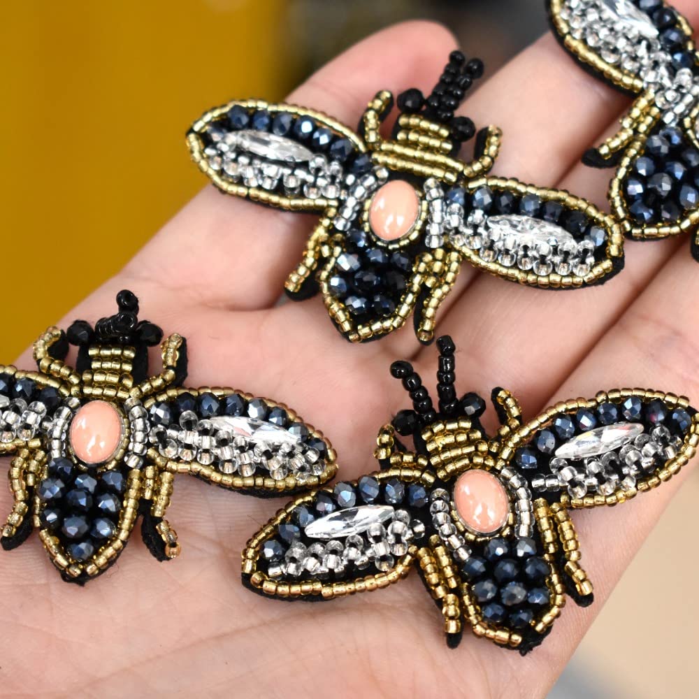 10/20 STÜCK Bienen Pailletten Strass Perlen Brosche Patches 