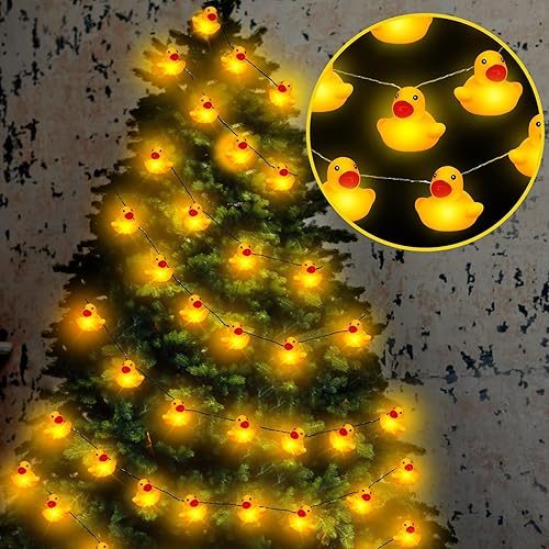 Deekin Guirnalda de luces LED de goma con 100200 luces LED para árbol de Navidad, pato, funciona con pilas, luces decorativas para Navidad,