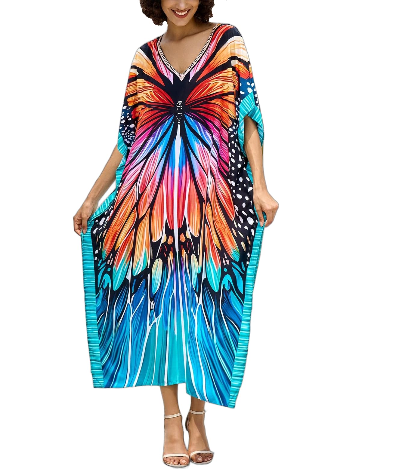 NFVNKJ Women's Plus Size Beach Lounge Kaftan Maxi Dress Swimsuit Coverup for Women
