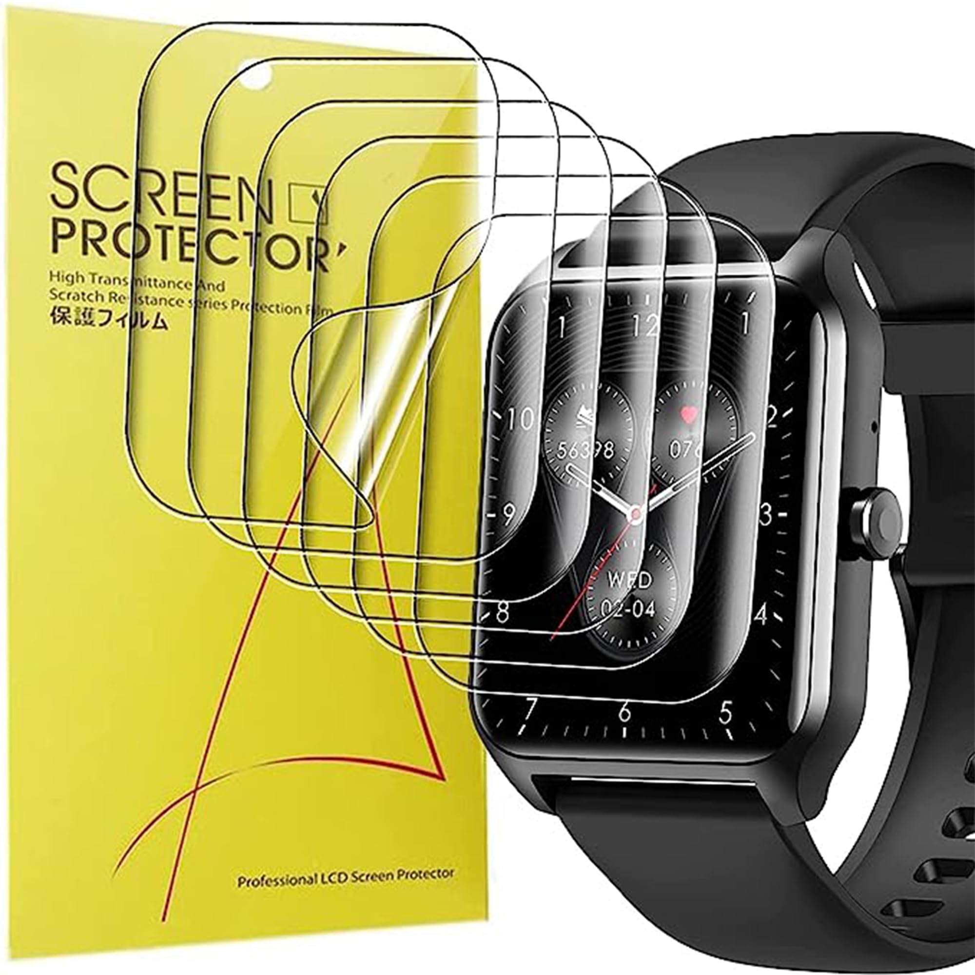 Compatible for Tensky Smartwatch 1.8" Screen Protector, [6 Pack] Full Coverage TPU Clear Film Compatible with Tensky LW83 Smartwatch 1.8 inches