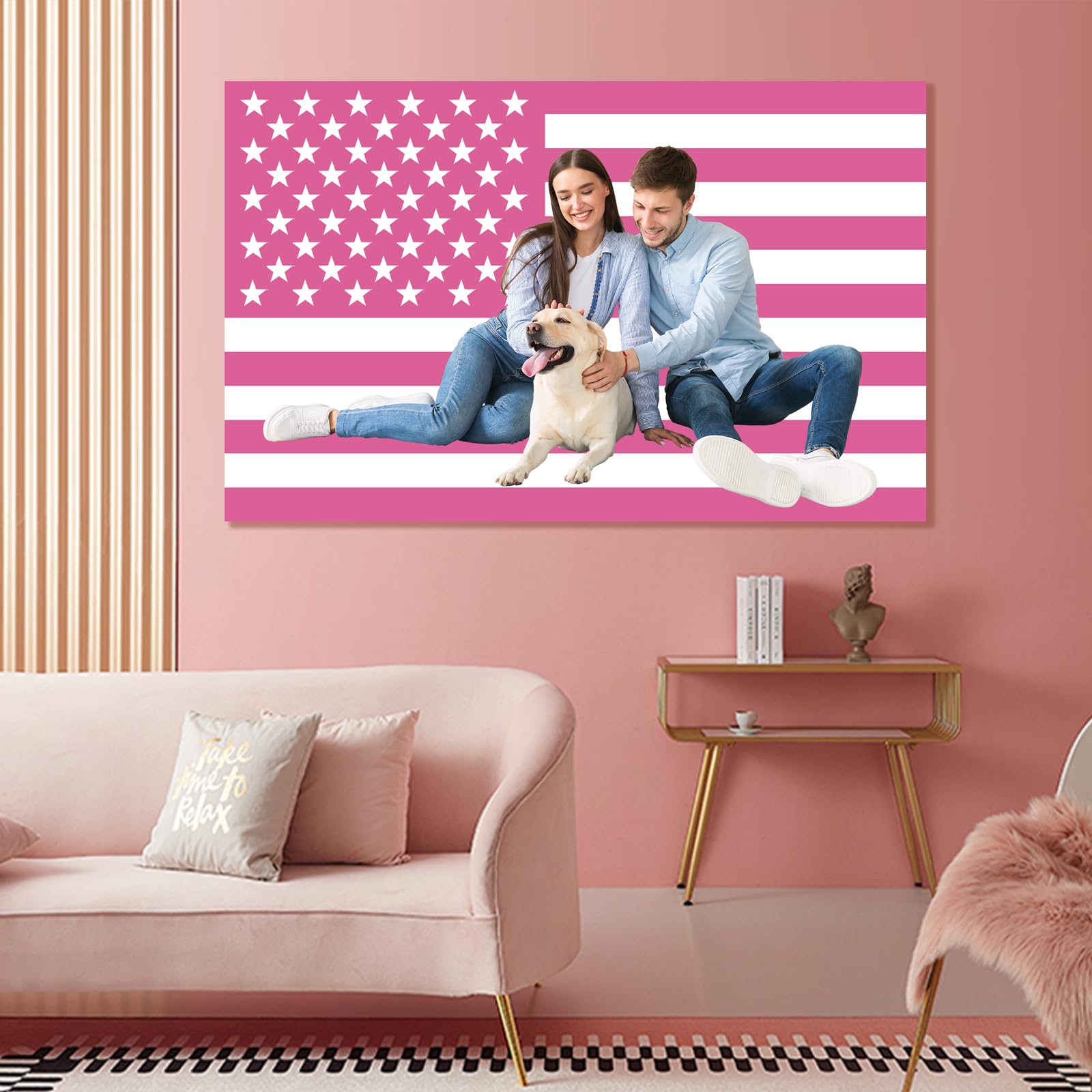 Bandiera rosa personalizzata 9,6 x 1,5 m, bandiere divertenti personalizzate Progetta la tua immagine Logo Testo foto Testo singolo/doppio lato personalizzato bandiera arazzo per camera da letto