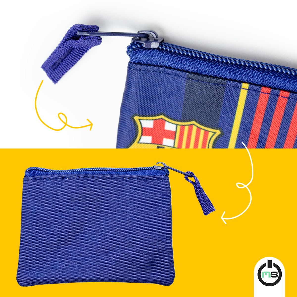 Monedero Rectangular FC Barcelona Oficial 12,5 x 10 cm | Billetero Compacto 100% Poliéster con Cremallera Segura | Accesorio Licenciado para Fans