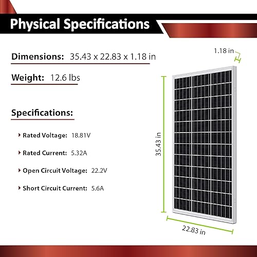 Miniatura 7 de ECI Power Kit de energía solar de 100 W 12 V  Batería de litio LiFePO4 de 12 V 20 Ah  Panel solar monorígido de 100 W, controlador de carga solar