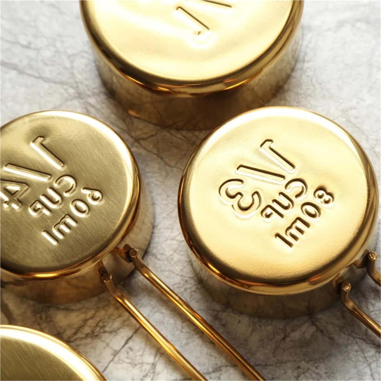 Roségoldene Messbecher, stapelbare Küchenwaage | Edelstahl-Esslöffel for Zuhause, Messbecher, Lebensmittel, Backen, Koch-Gadget-Sets(Cup-4pcs rose gold)