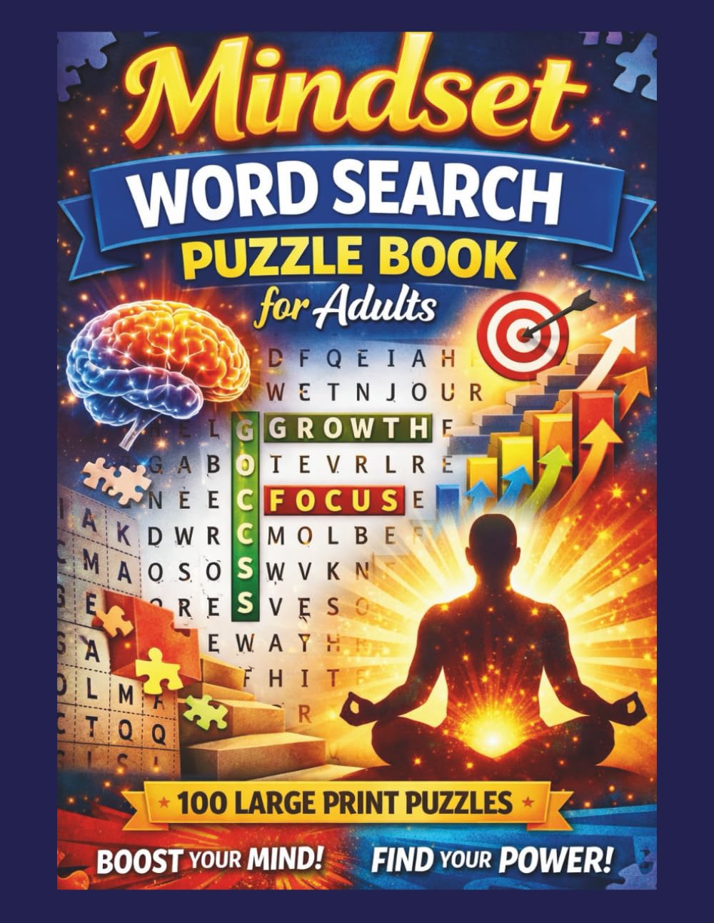 MINDSET WORD SEARCH PUZZLE BOOK: 100 Large Print Word Search Puzzles to Improve Focus, Positivity, Mental Strength and Personal Growth | Relaxing Brain Games for Adults and Seniors