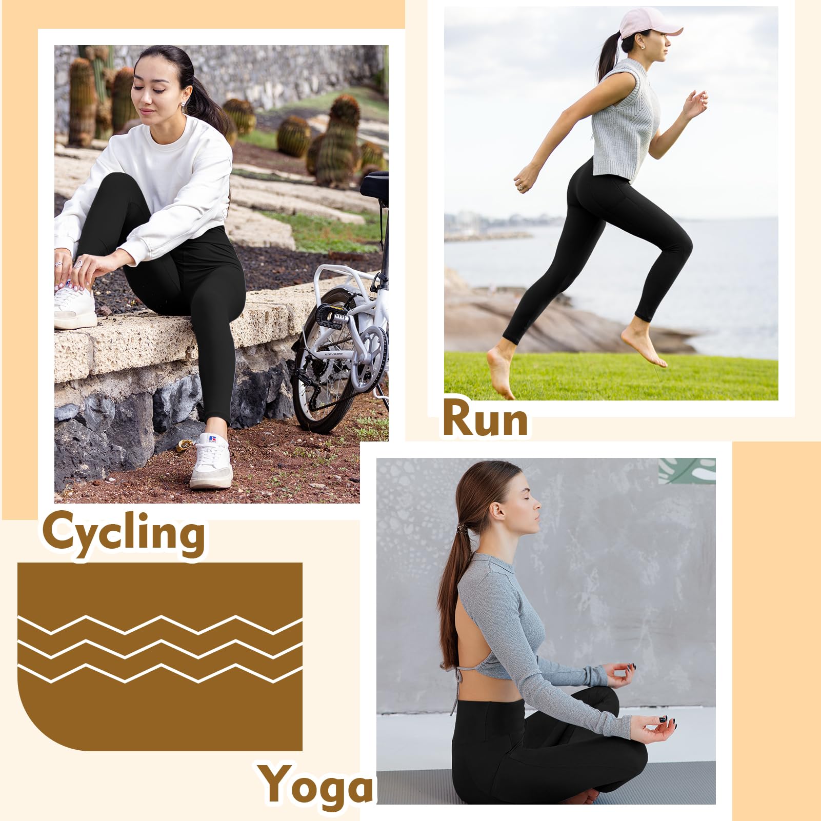 Leggings for Women UK with Pockets, 2 Pack Gym High Waisted Leggings for Workout Running Yoga — view 5