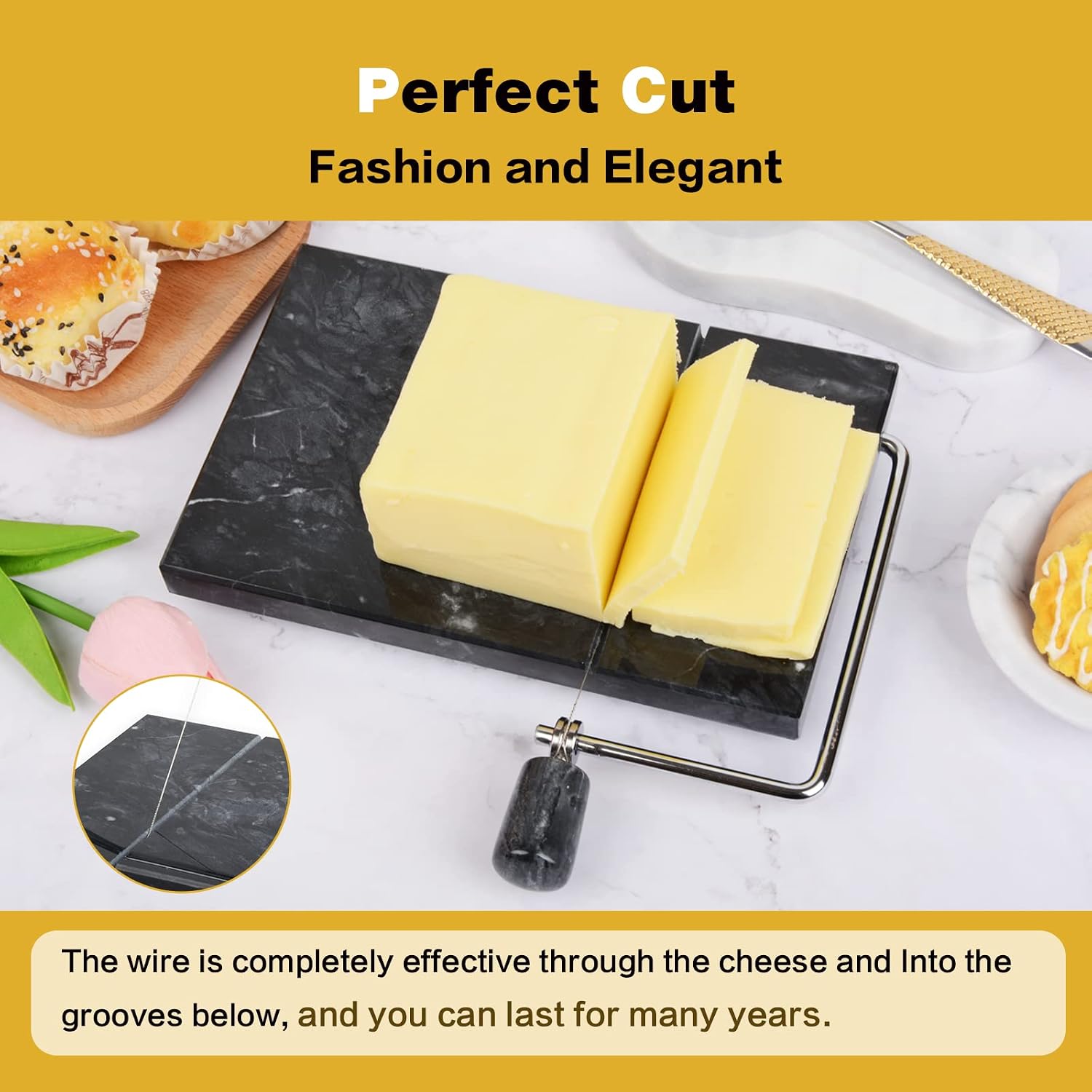 8-Piece Cheese Slicer Wire, Replacement Cheese Slicing Board Wire, Marble Cheese Slicing Board Wire for Cutting Cheese and Butter Chunks, 5.5-Inch Length (8-Piece Pack)