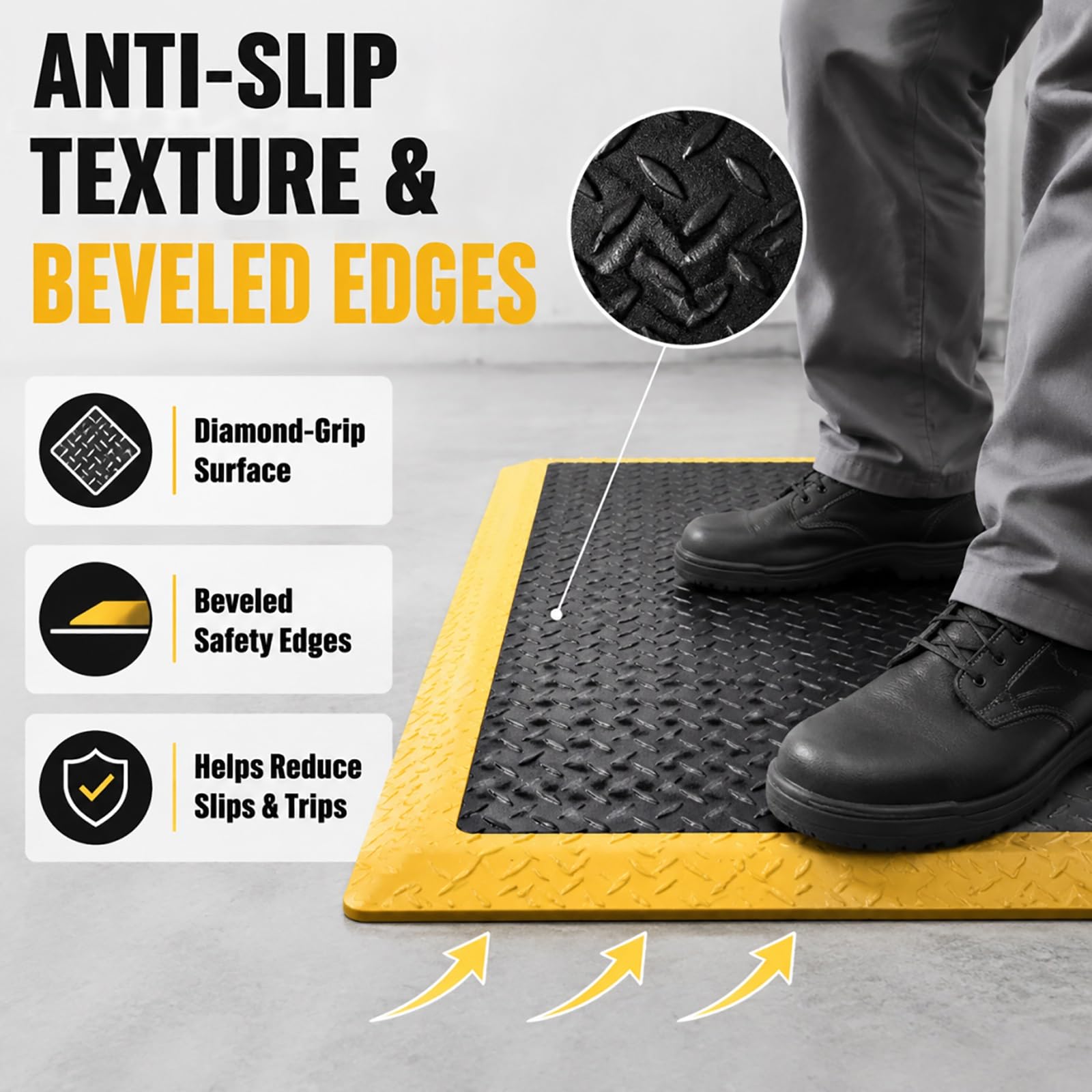 SRNSAEB Alfombrillas antifatiga Alfombra De Cocina Antifatiga Y Ergonómica (Medidas: 50 80 100 120 150 Cm); Alfombra Conductora De Uso Comercial para Estar De Pie En El Trabajo | 60x70x2.5cm/18x28x1"