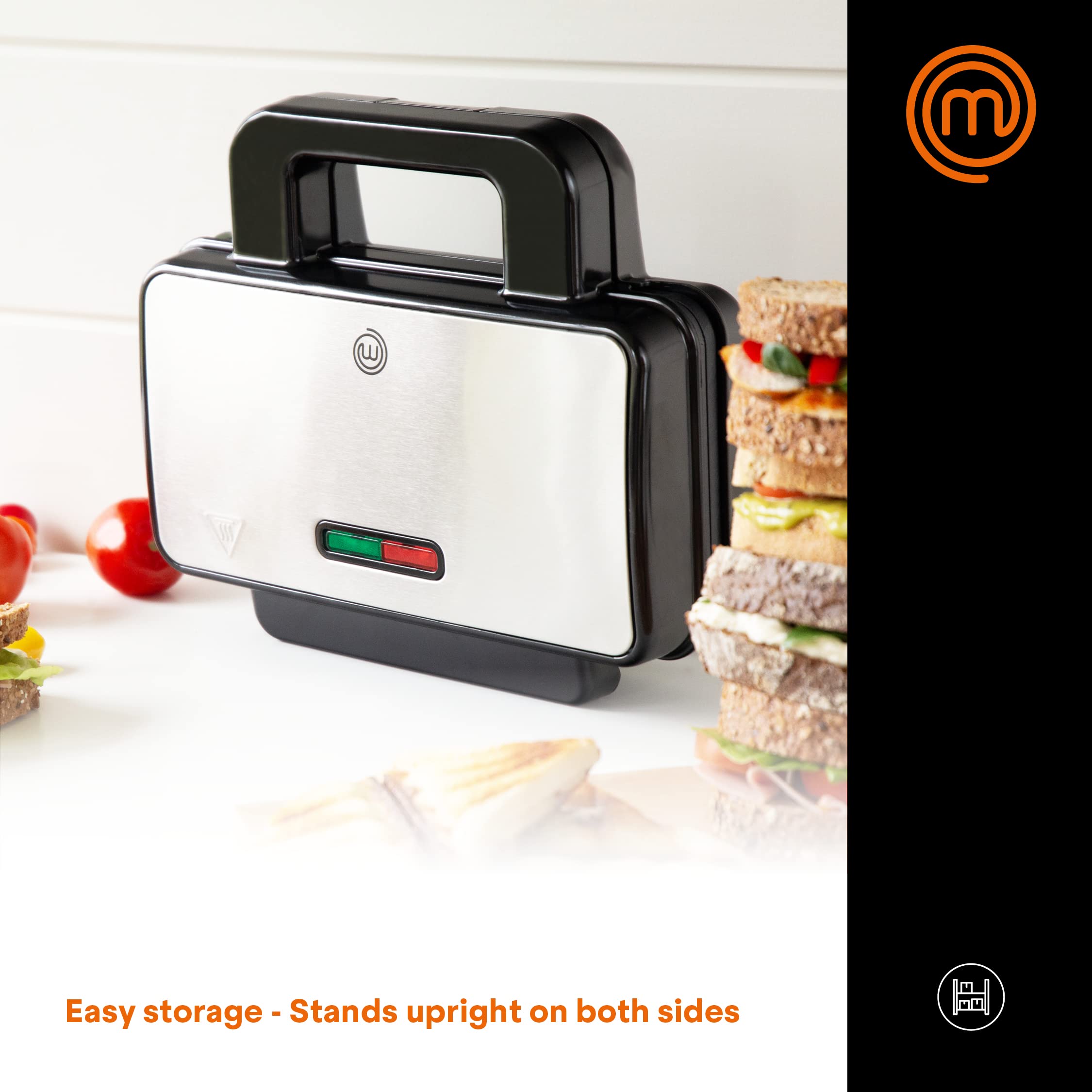 MasterChef Sandwich Toaster 2 Slice Cheese Toastie Maker, Panini Press