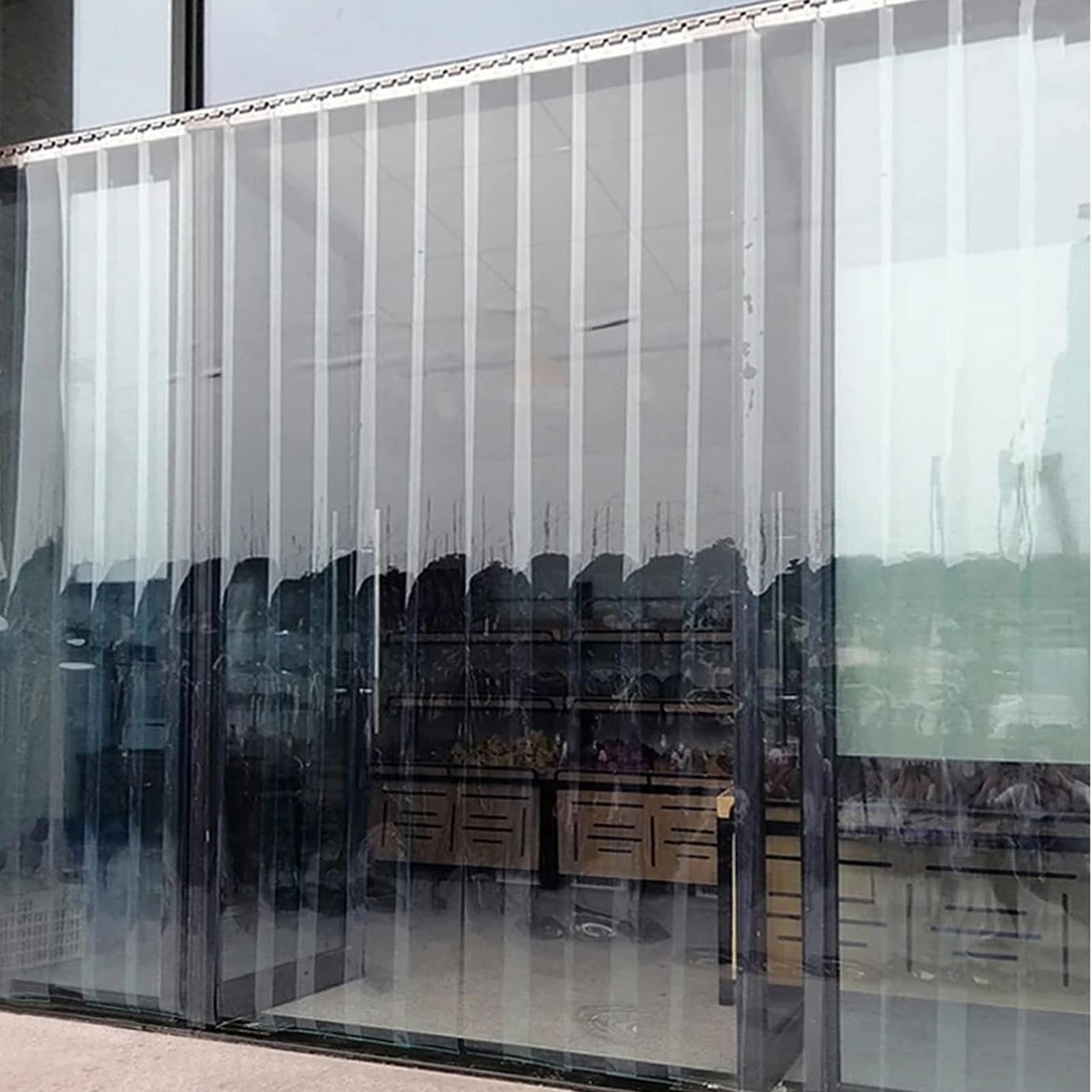 Rideau à Lanières en Plastique Transparent, Plastique 1,3mm Isolé | pour chambres, magasins, boutiques, garages(100x225cm (7 Panneaux))