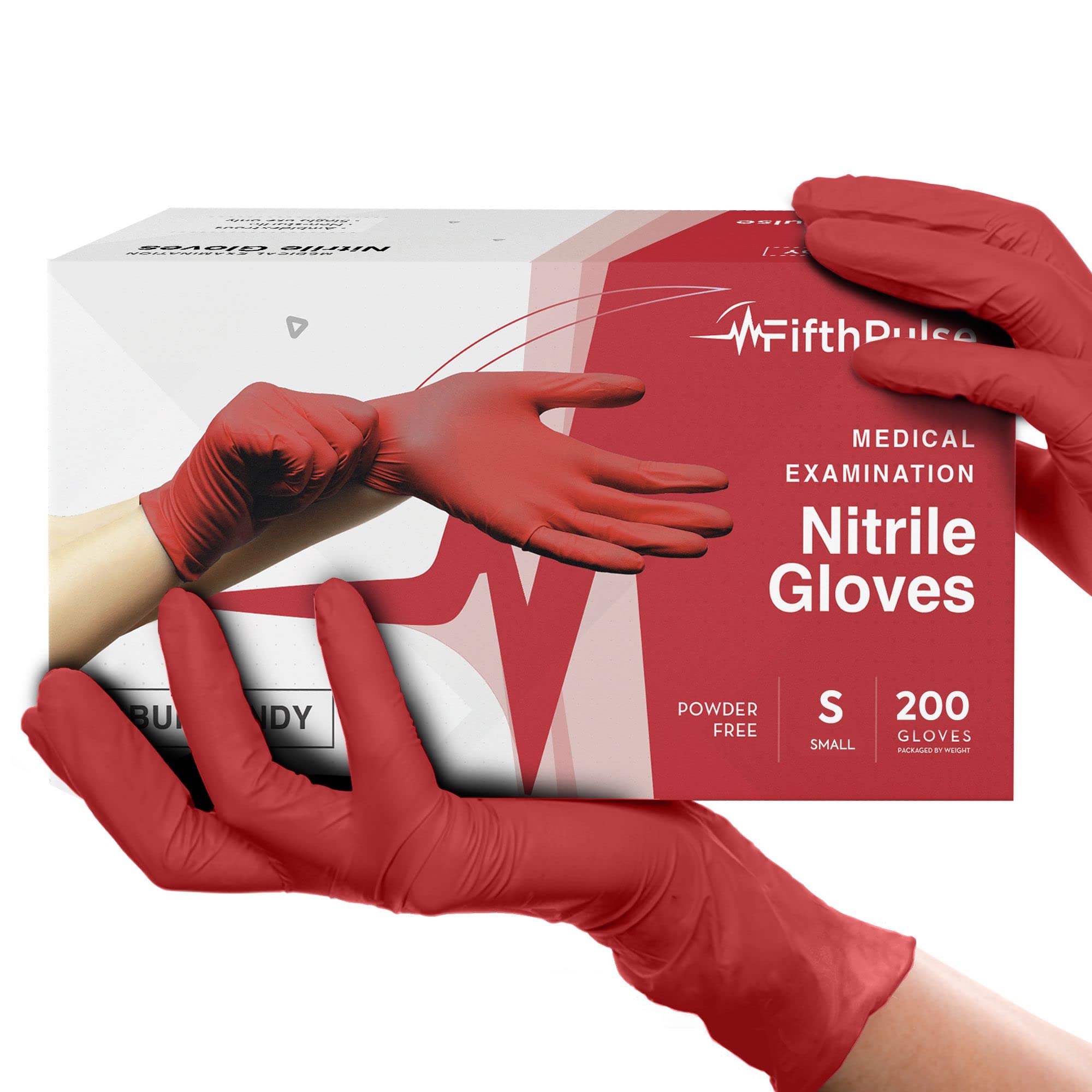 Light Burgundy Nitrile Disposable Gloves - 200 Count - 3 Mil Nitrile Gloves Small - Powder and Latex Free Rubber Gloves - Surgical Medical Exam Gloves - Food Safe Cooking Gloves