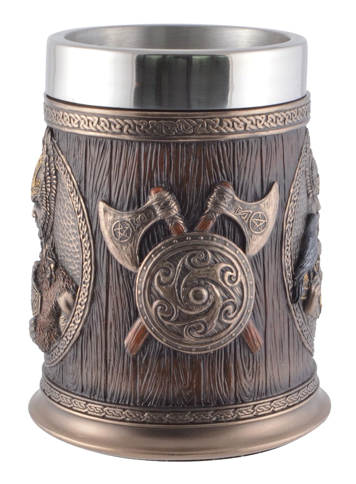 Veronese 708-775 Krug germanische Götter Thor und Odin mit Drakargriff mit Metalleinsatz Becher Nordmänner