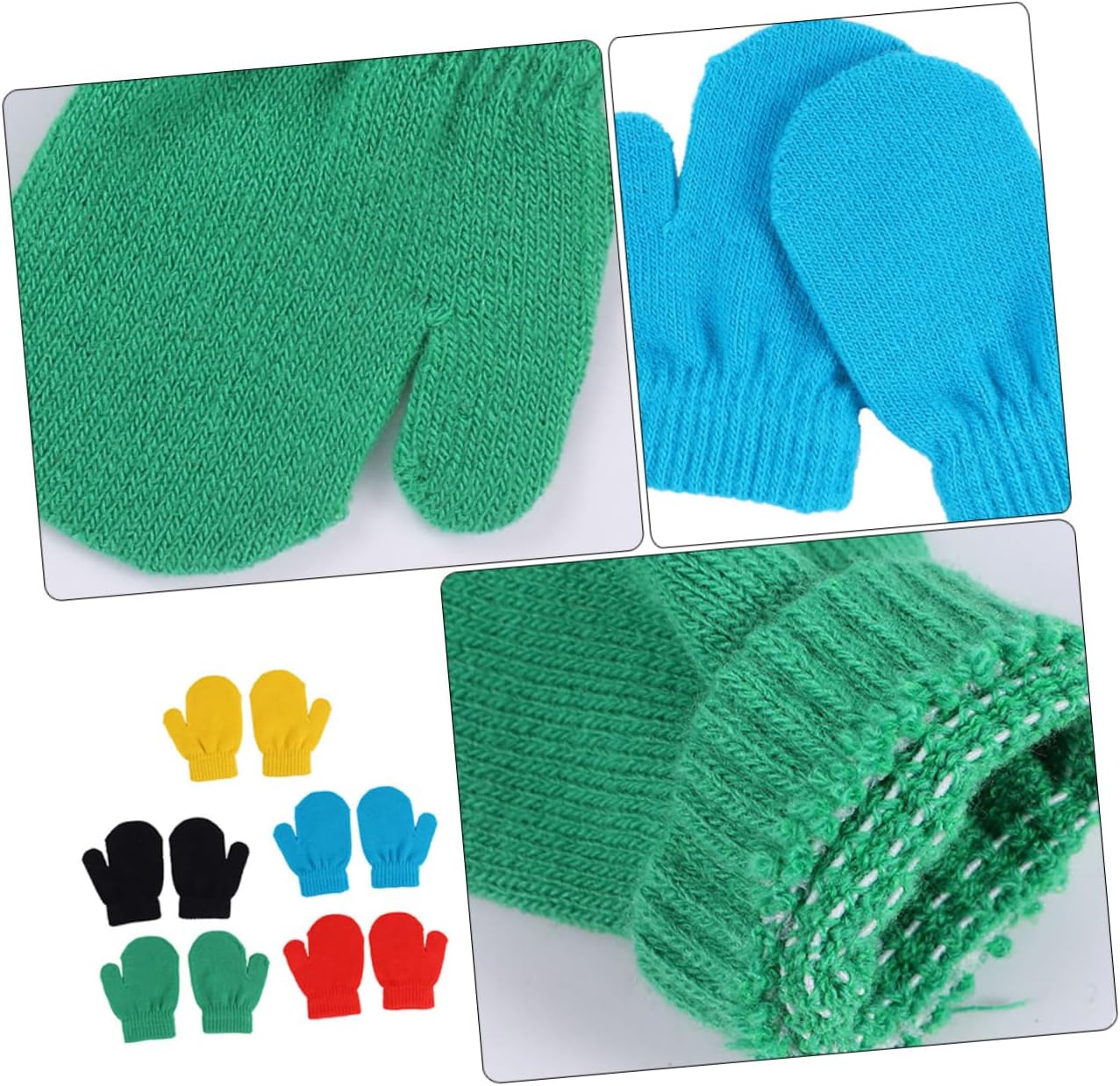 5 Pairs Kids Winter Warm Knitted Gloves Full Finger Mittens for Boys and Girls Unisex Insulated and Soft Handwear for Outdoor Activities