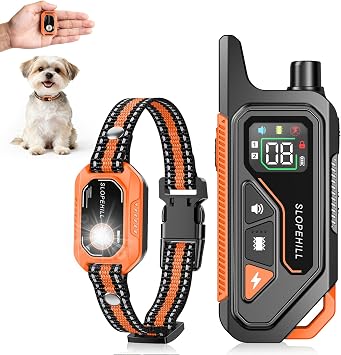 SLOPEHILL Mini Shock Collar for Small Dogs 5-30lbs, 4200FT Dog Training Collar with Remote,IPX8 Waterproof E-Collar Features Beep,Vibration,Shock,Light,No Shock Modes, Security Lock,Orange