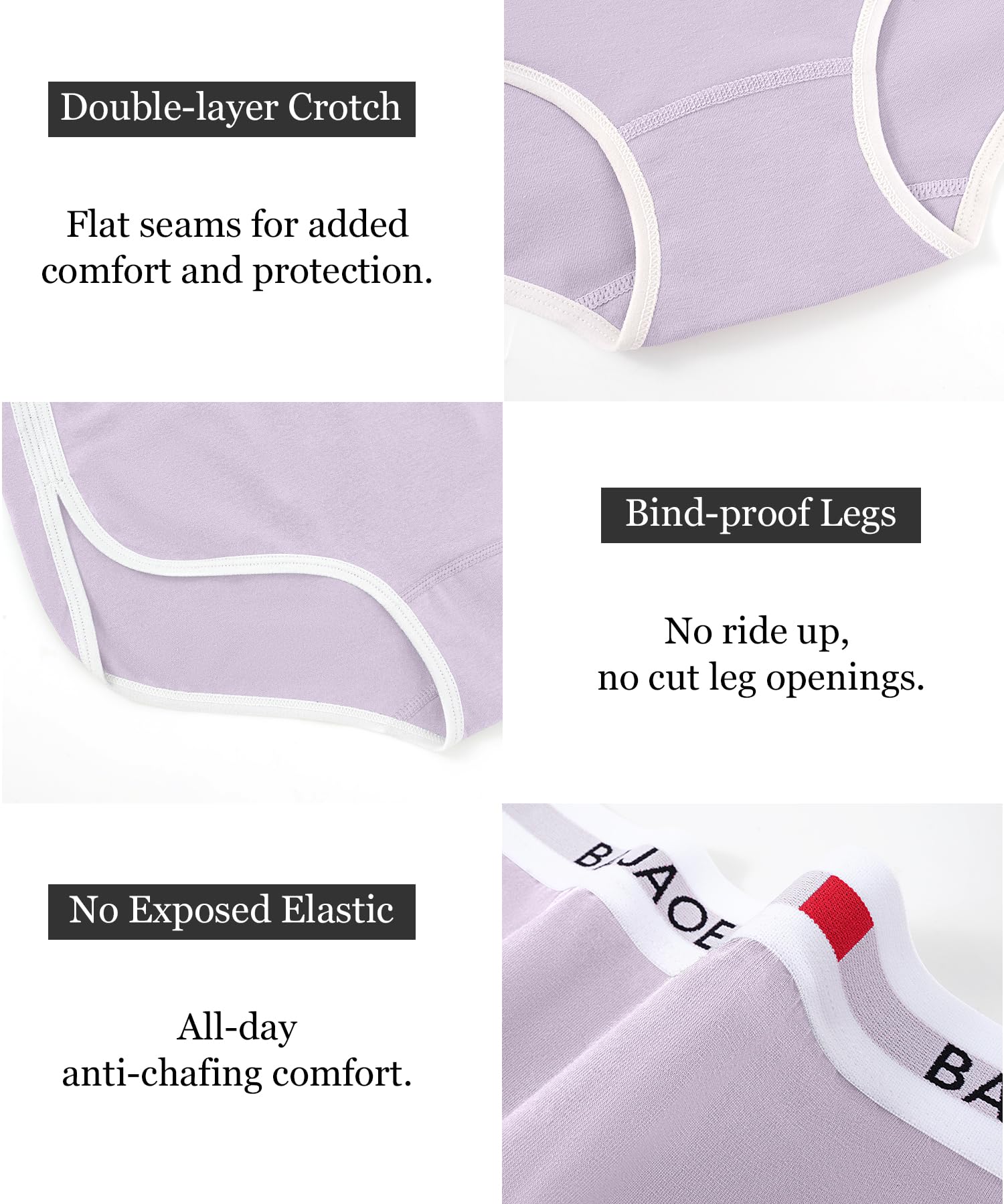 Damen Bikini Unterwäsche Feuchtigkeitstransport Baumwolle Atmungsaktiv Hipster Höschen für Frauen Weiche Bequeme Slips 5 Pack S-L