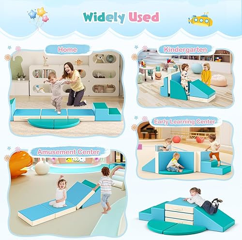 Miniatura 33 de Lischwert Bloques de escalada de espuma, juguetes de escalada suaves para niños pequeños, juego de espuma de 9 piezas para gatear y escalar con Verde