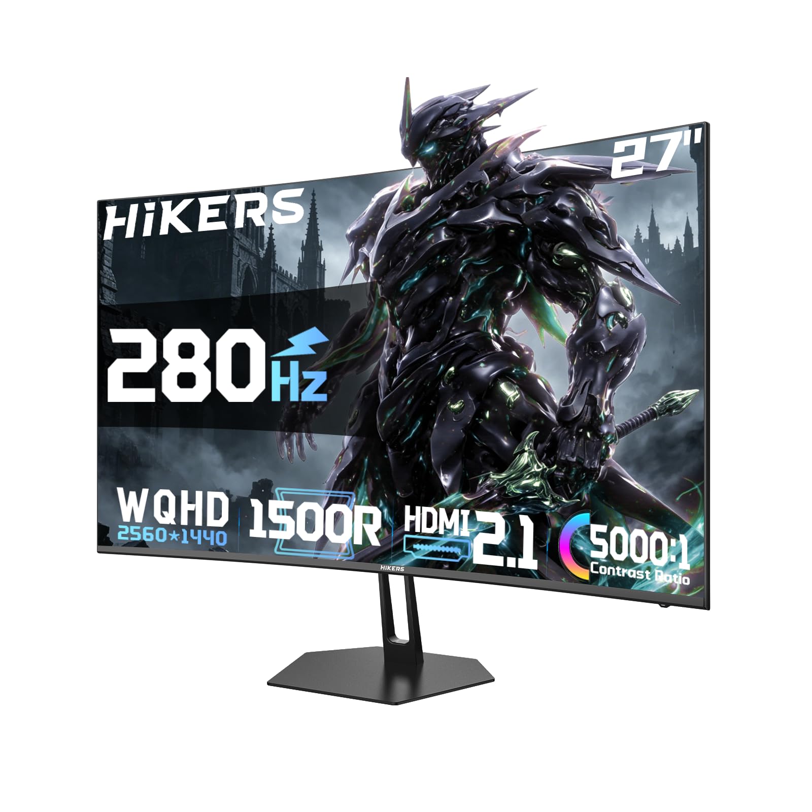 Hikers 27 Inch Curved Gaming Monitor 280Hz 240Hz 1ms 2K Gaming Monitor | 2K WQHD 1440P HDMI 2.1×2 & DP 1.4×1 Fast VA 5000:1 Contrast, 134% sRGB 1500R VESA (G27H1Q Pro Includes One HDMI 2.1 Cable)