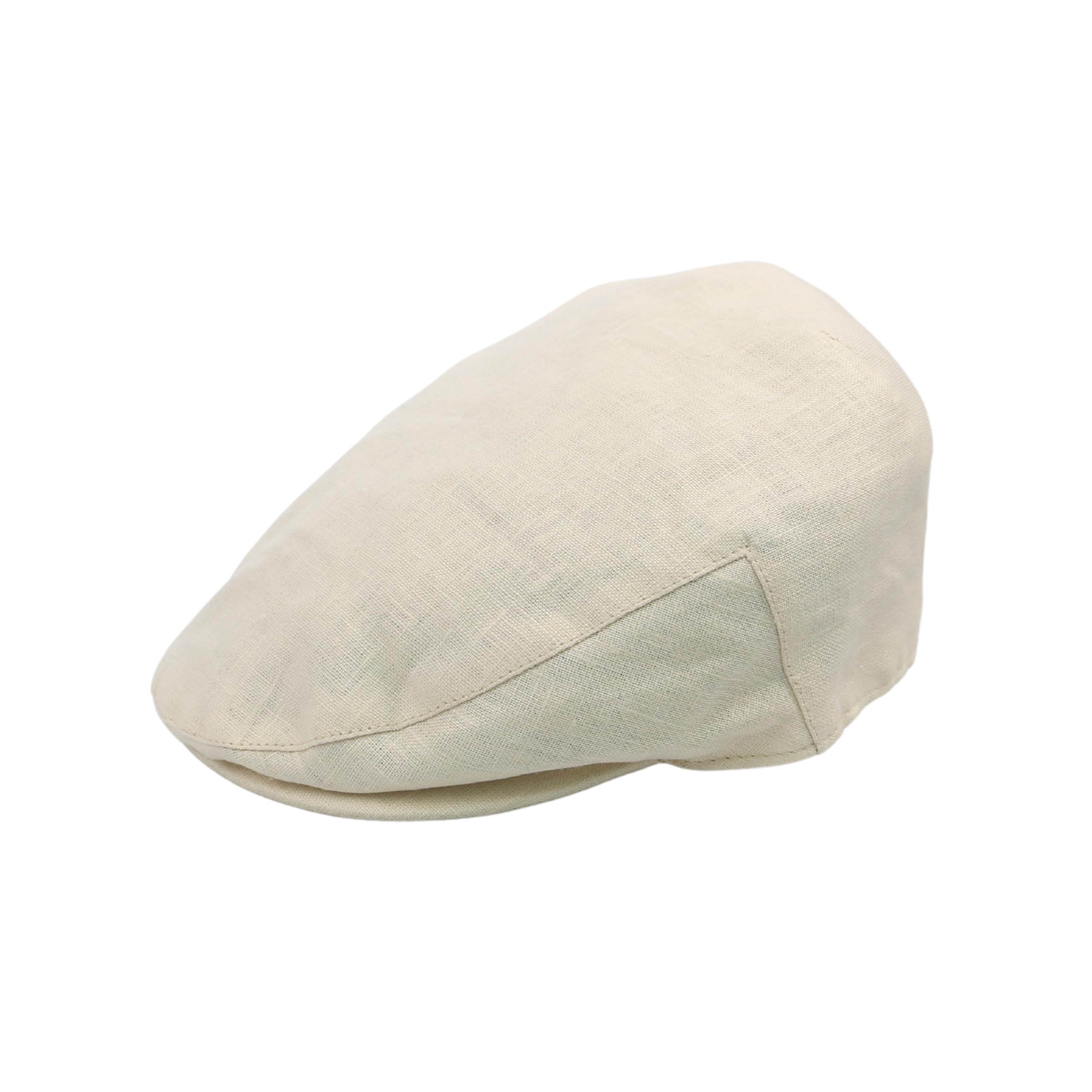 Unisex Premium Linen Flat Cap - Lightweight & Comfortable Summer Hat - Classic Cabbie Peaky Blinders Style Hats for Men (US, Alpha, Large, Standard, Ivory Cream)