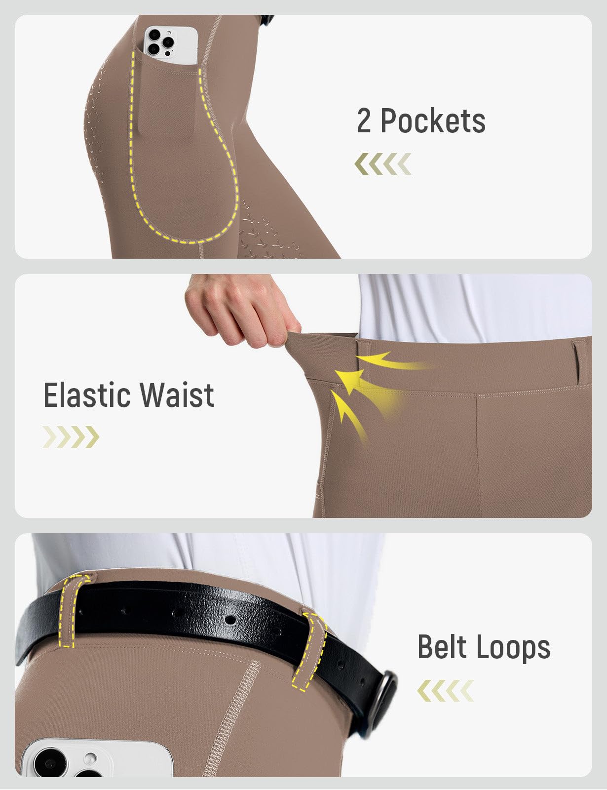 baleaf Leggings da equitazione da donna, pantaloni da equitazione da donna, leggings da equitazione con seduta completa, impugnatura in silicone, invernali, con tasche