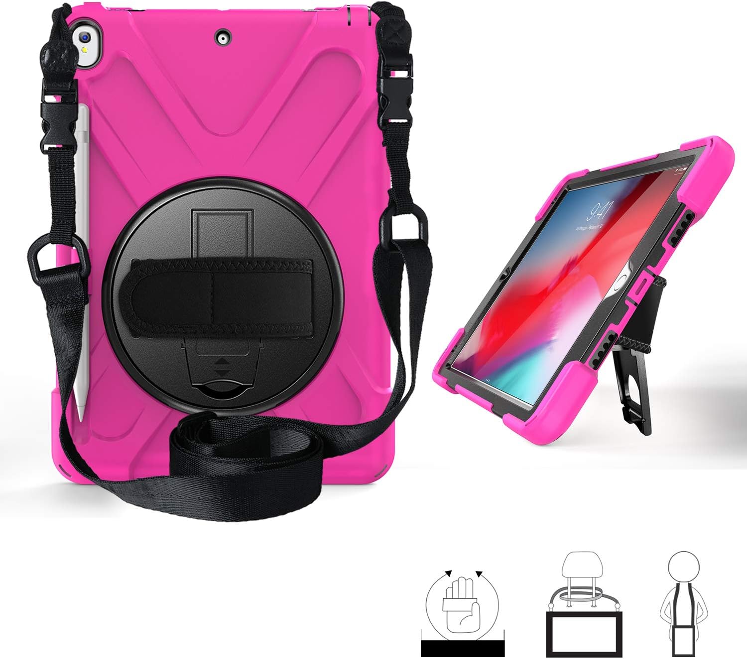 TIMISAM iPad Pro 10.5 Case,Hybrid Shockproof Rugged Drop Protection Smart Case with Auto Sleep Wake Function Full Body Protective for Apple iPad Pro 10.5 Inch (Rose Red)