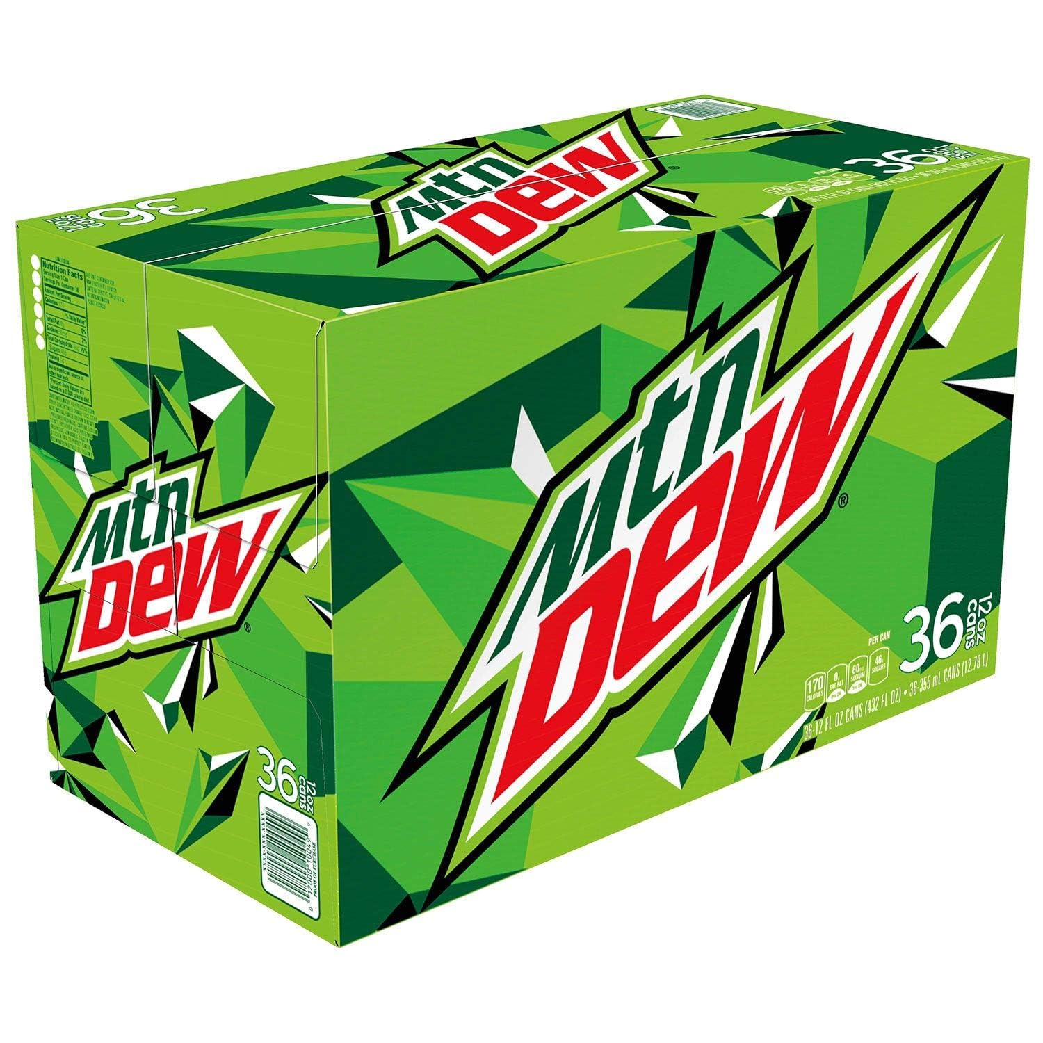 Regular MTN Mountain Dew Soda (36 Pack of 12oz Cans) Beverage Do The Dew Drink 1.5 Cases