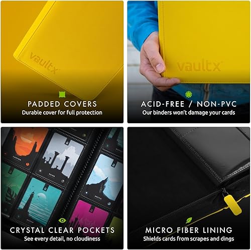 Miniatura 12 de Vault X Carpeta de 9 bolsillos con cremallera para tarjetas, 360 tarjetas, material de álbum Exo-Tec premium, 20 páginas de carga lateral, carpeta