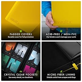 Vault X 9 Pocket Trading Card Zip Binder, 360 Cards, Premium Exo-Tec Album Material, 20 Side-Loading Pages, Folder for Collectible Games, Sports, TCG (Yellow)