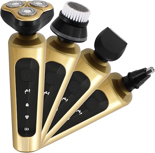 Afeitadora eléctrica para hombre recargable rotativa para afeitarse con recortadora de nariz recortadora de laterales cepillo de limpieza facial
