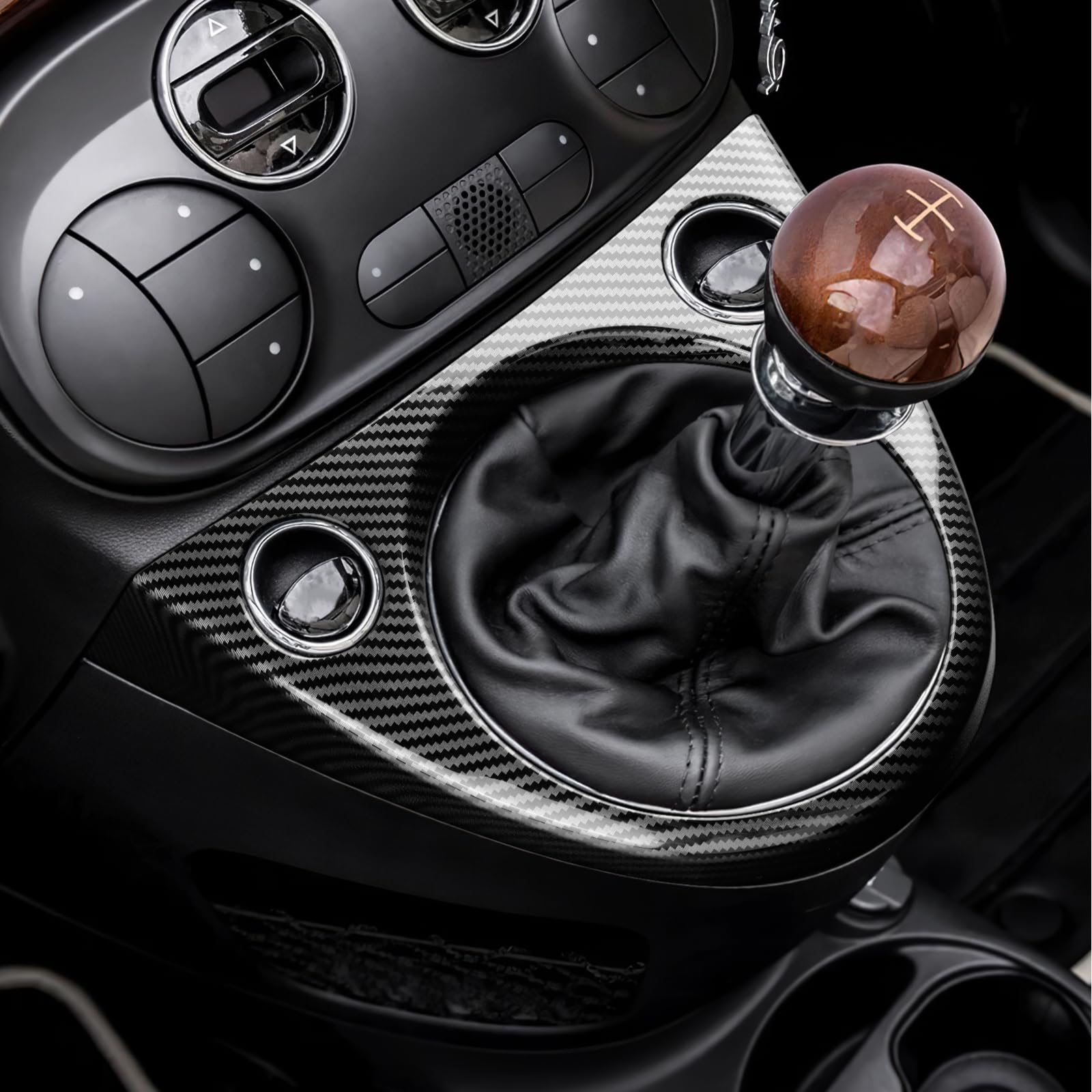 KUNGKIC Per Fiat 500 2011-2023 Abarth 595 2016-2023 Auto Passeggero Guanto Scomparto Trim Sticker Storage Box Cover Trim Fibra Di Carbonio Accessori Interni Regalo (Rosso