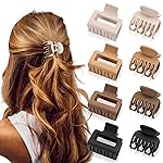 DEPOKA Matte Hair Clips for Women and Girls - Rectangle and Double Row Small Claw Clips for Thin/Medium Fine Hair - Nonslip Jaw Clips (Beige, Khaki, Brown, Black)